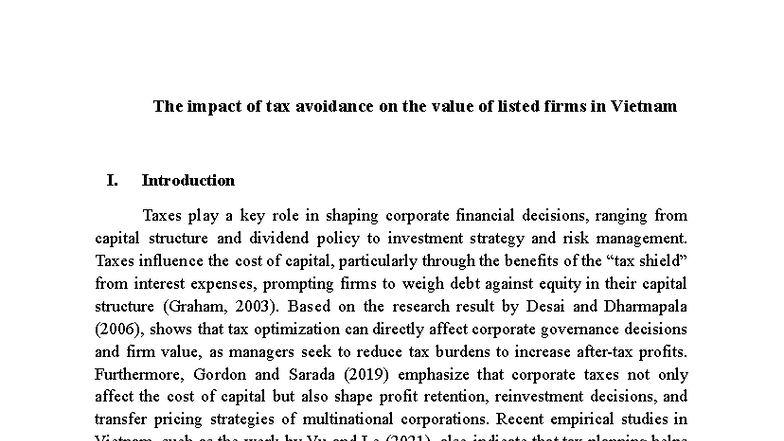 The Impact of Tax Avoidance on Firm Value: Evidence from HOSE Firms ...