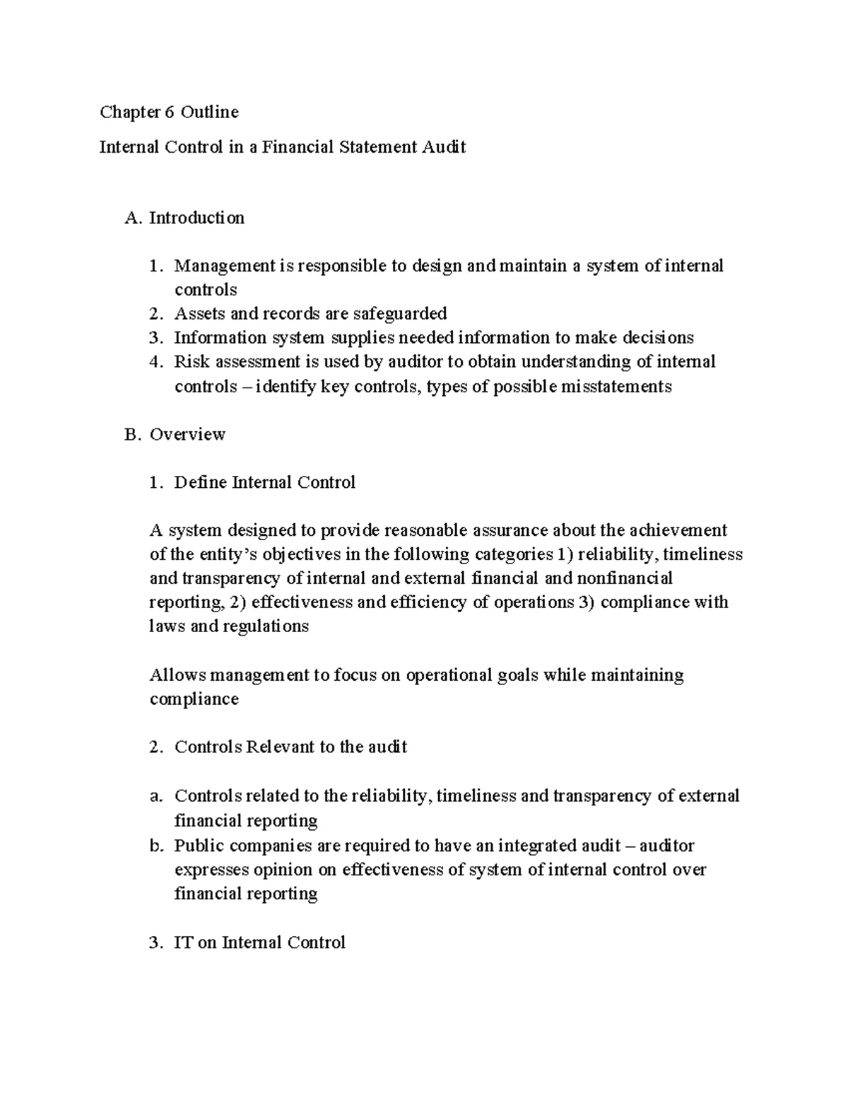 ACCT 201: Chapter 2 Outline on Financial Statement Auditing - Studocu