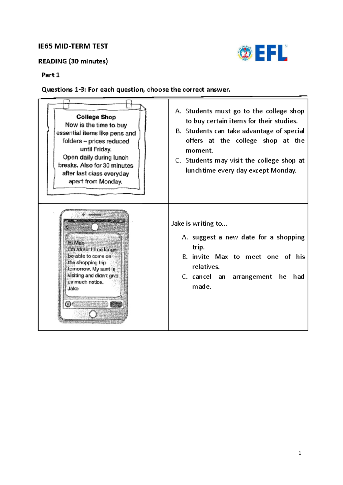 IE65 Midterm Sample Test - Comprehensive Practice Questions - Studocu