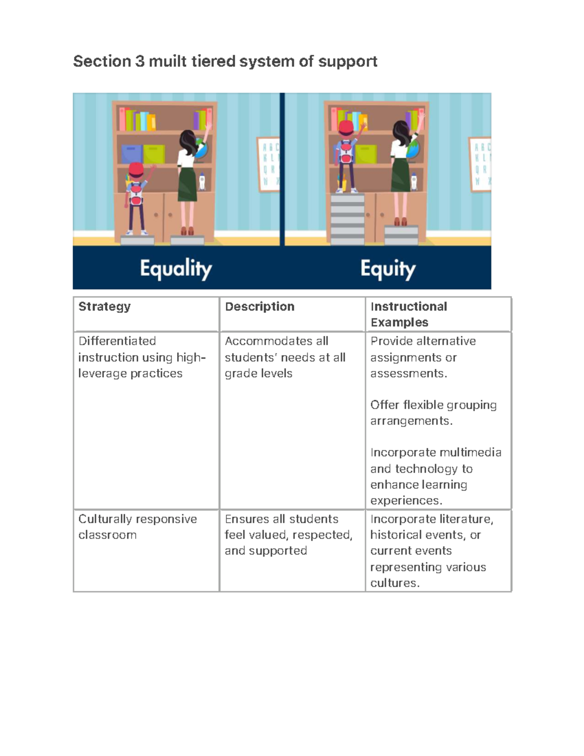Section 3: Multi-Tiered System of Support Strategies & Examples - Studocu