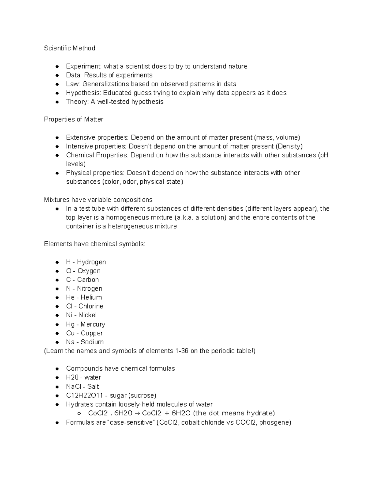 Scientific Method & Properties of Matter Study Guide (SCI101) - Studocu