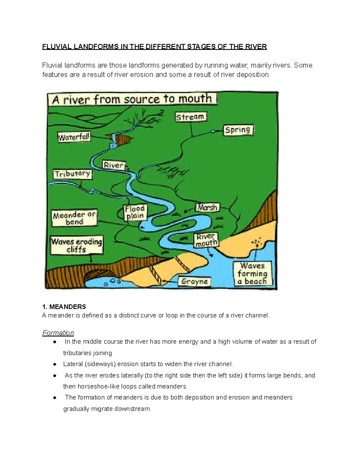 FLUVIAL LANDFORMS: STAGES OF RIVER DEVELOPMENT - Studocu