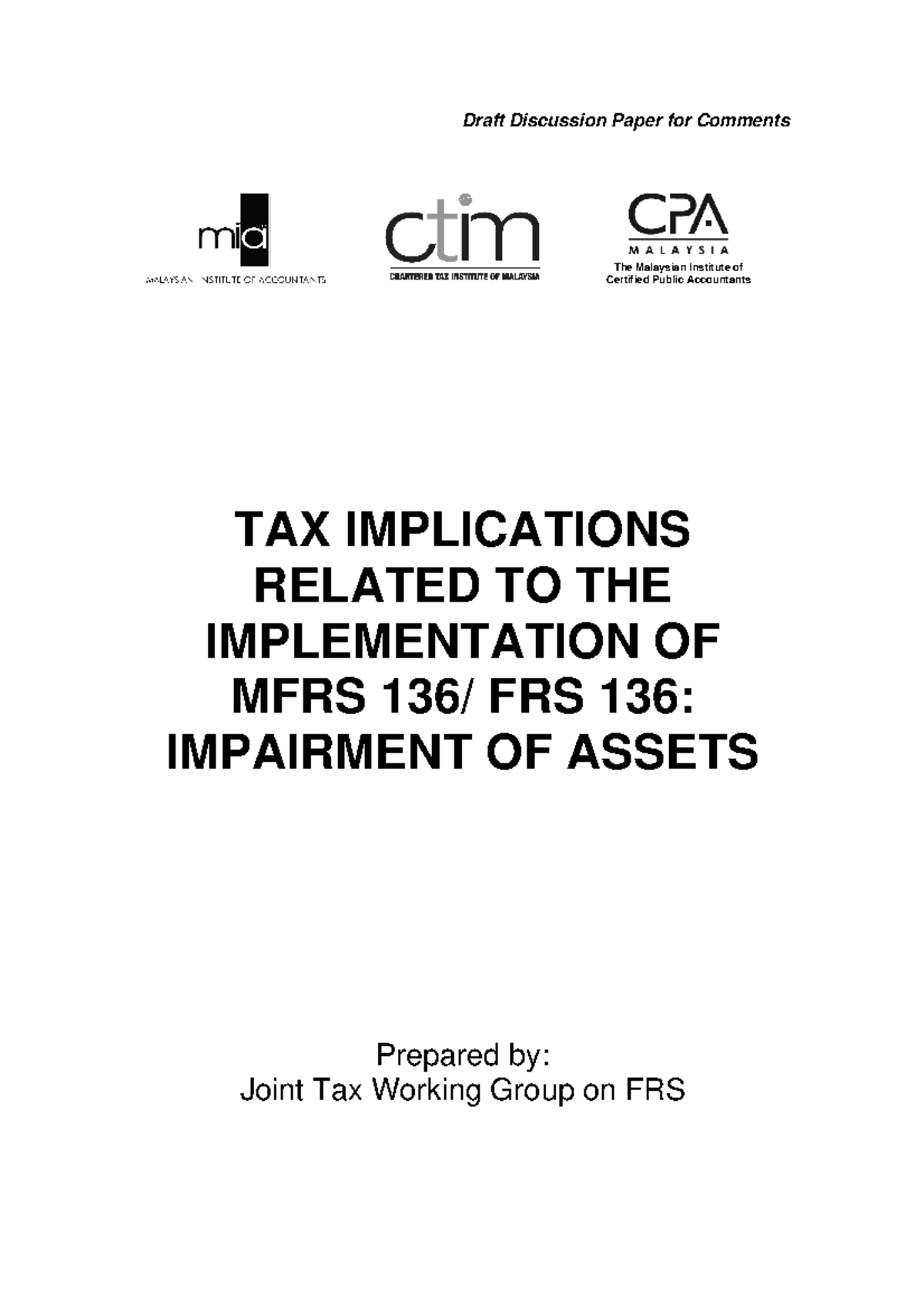 Tax Implications of MFRS 136/ FRS 136 on Asset Impairment - Studocu