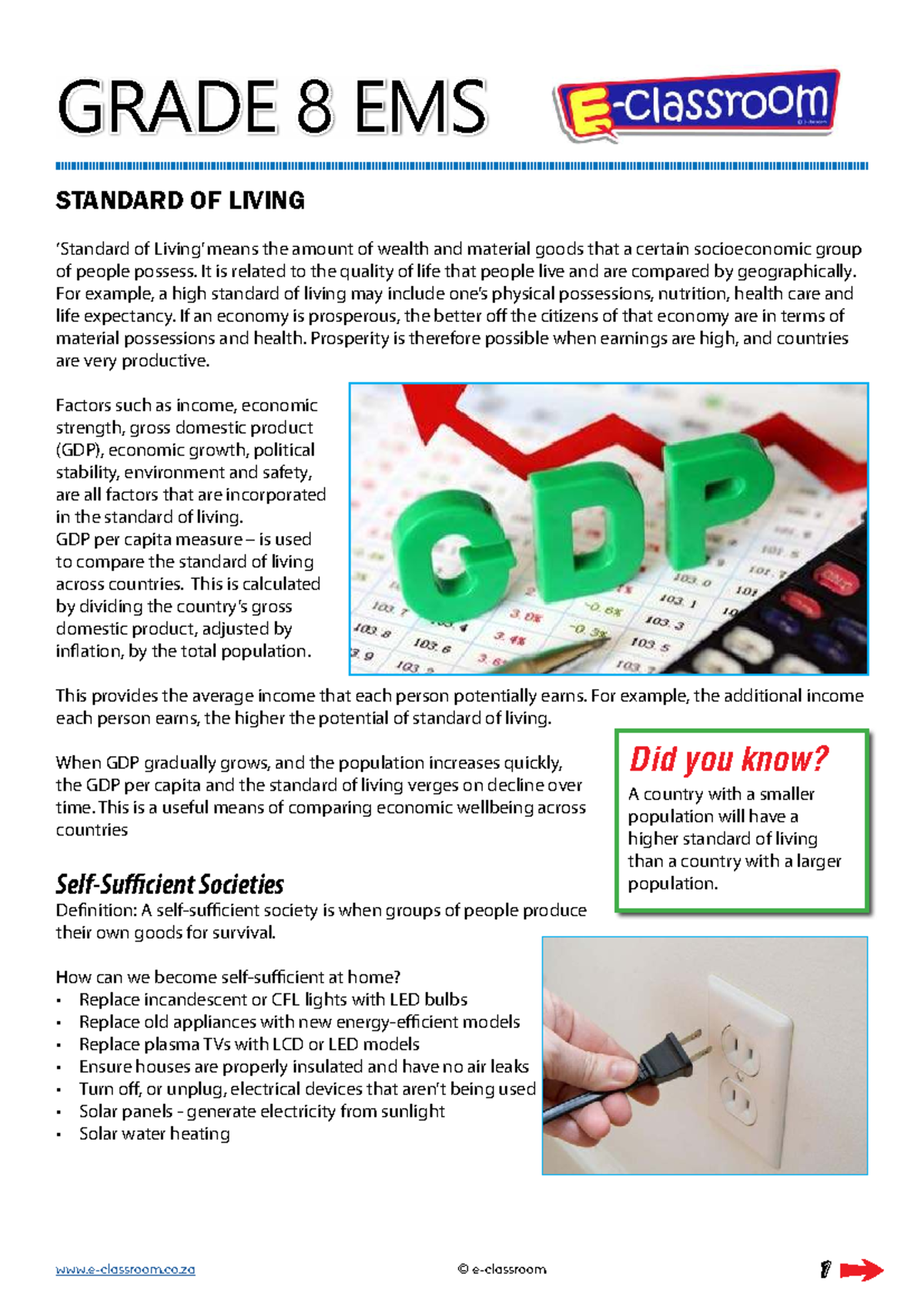 GRADE 8 EMS Week 6: Understanding Standard of Living - Studocu