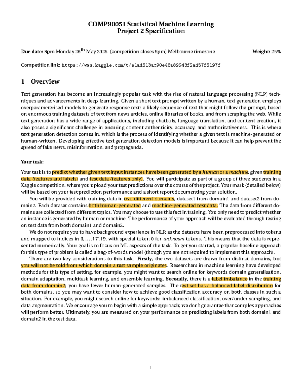 COMP90051 Statistical Machine Learning Project 2: Text Generation ...