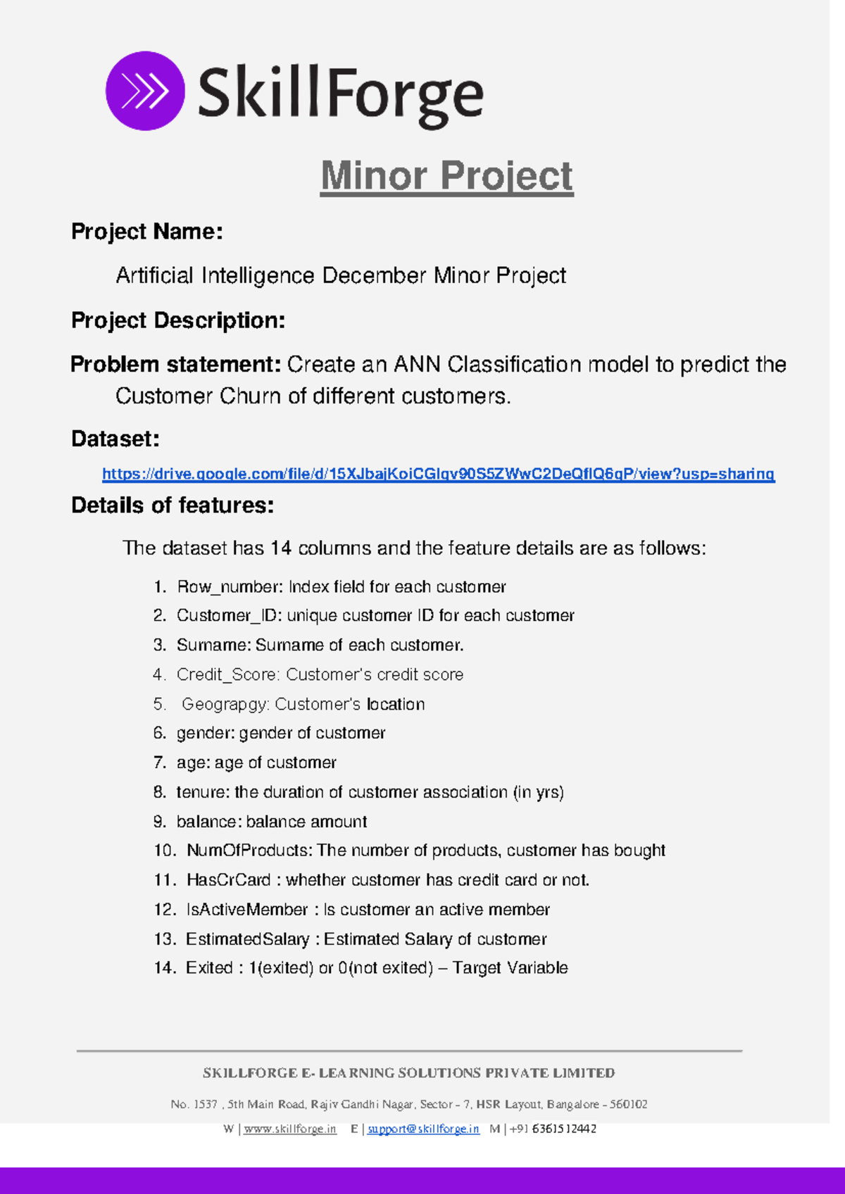 AI Minor Project: ANN Model for Customer Churn Prediction - Studocu