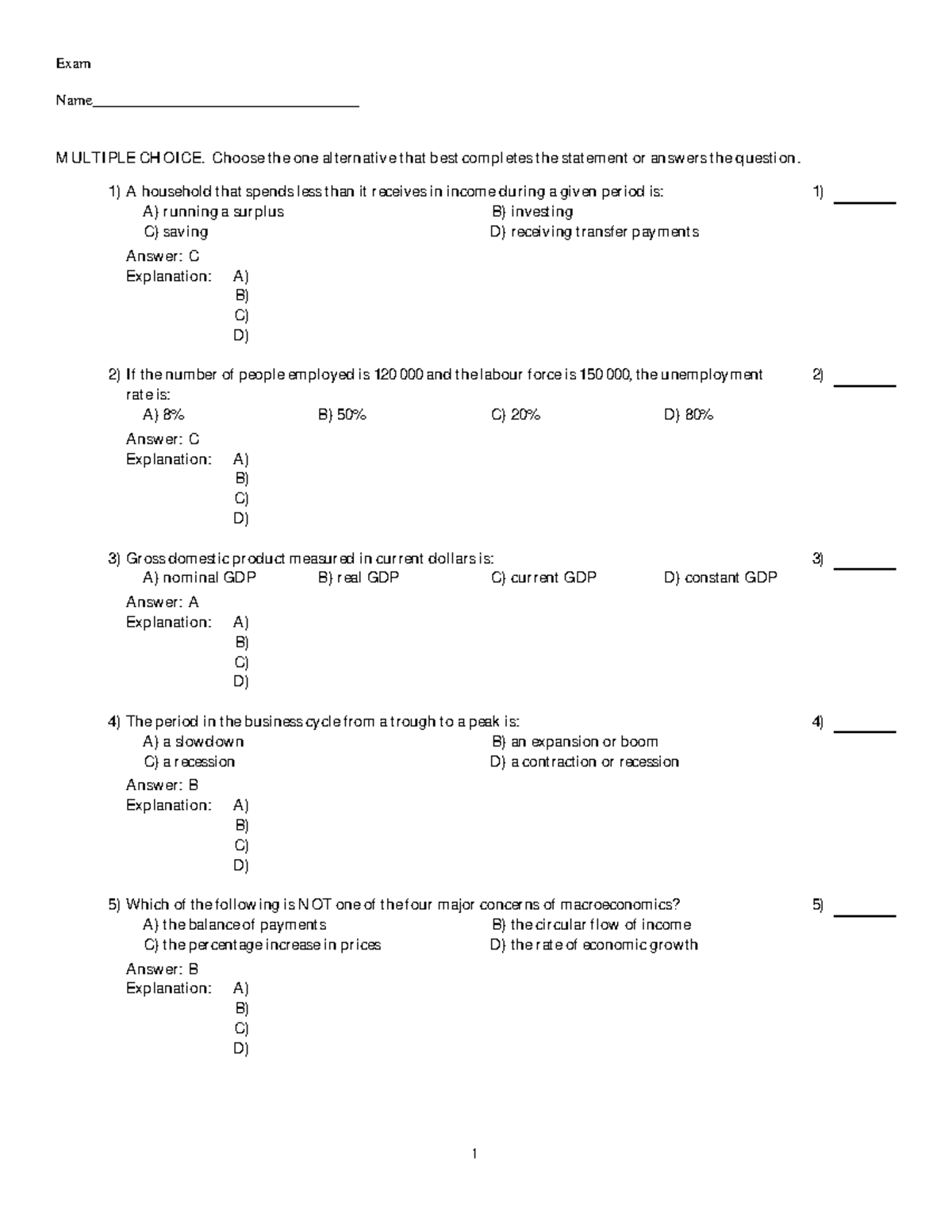 ECON 101: Comprehensive Exam Answers and Study Guide - Studocu