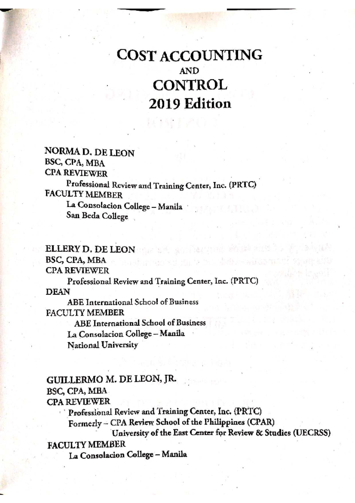 COST ACCOUNTING AND CONTROL: Chapter 1 Overview and Problems - Studocu