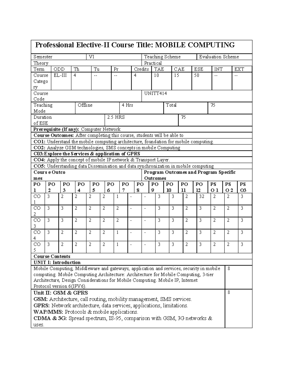 MOBILE COMPUTING Syllabus Update - Semester VI (UNITT414) - Studocu