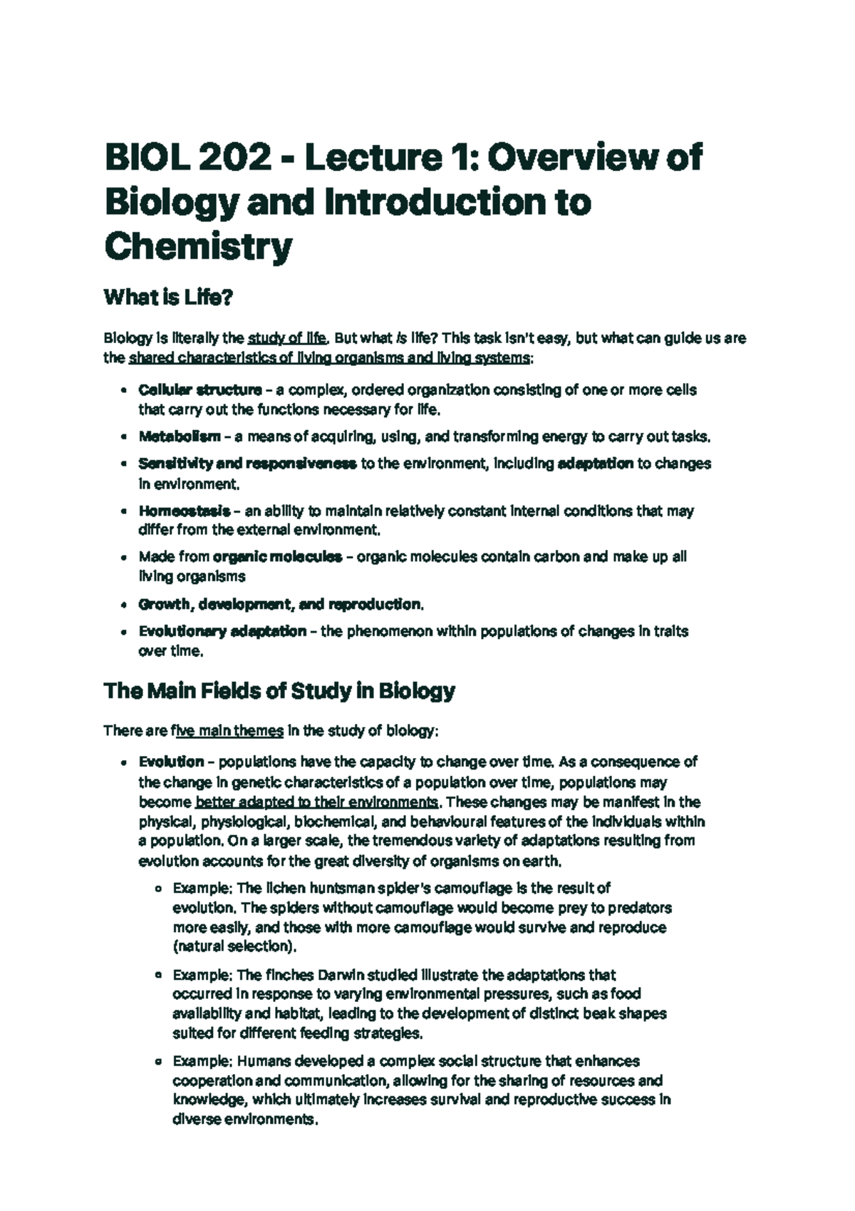 BIOL 202 - Lecture 1: Introduction to Biology and Chemistry Concepts ...