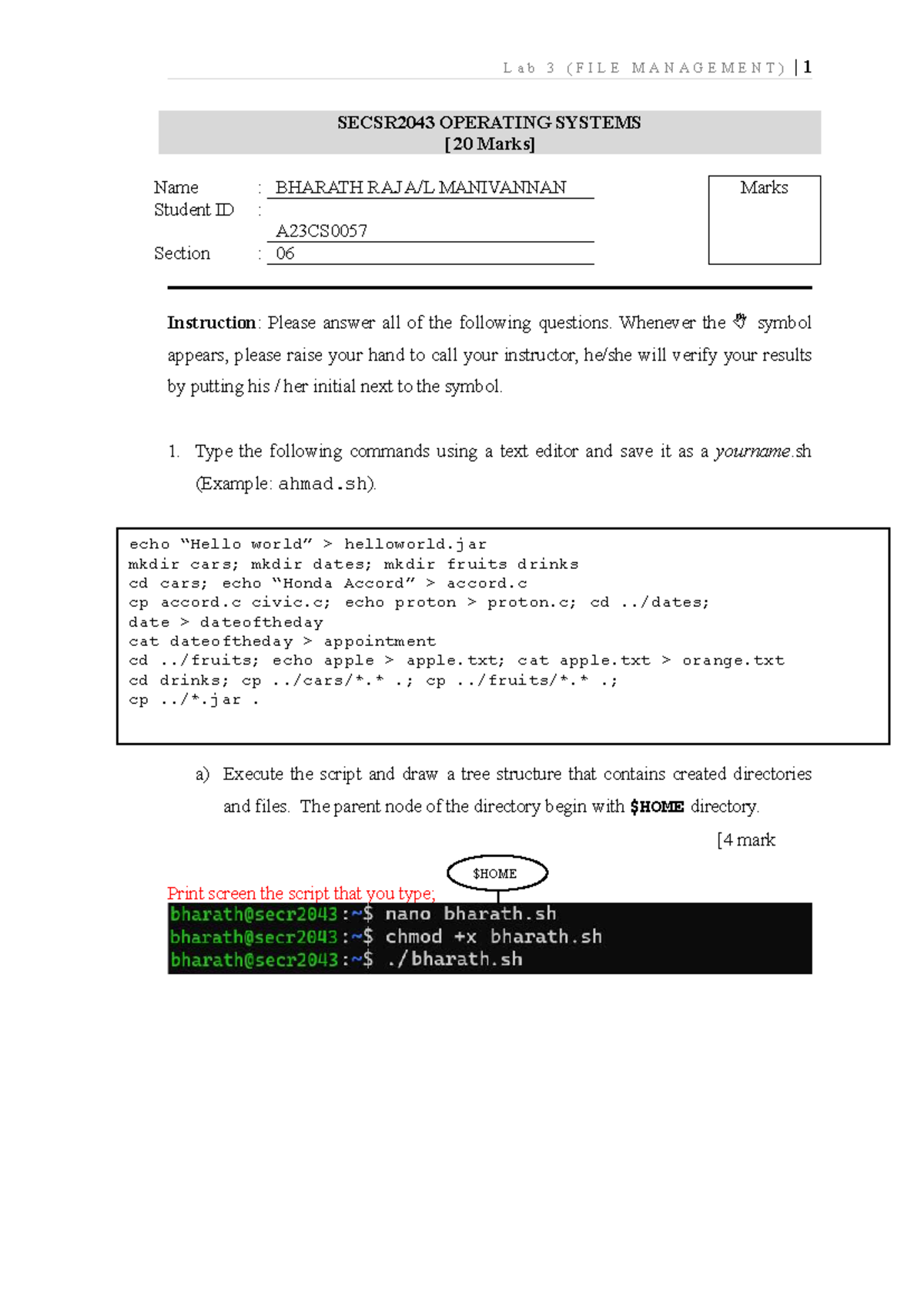 Lab 3: File Management - SECSR2043 Operating Systems Assessment - Studocu