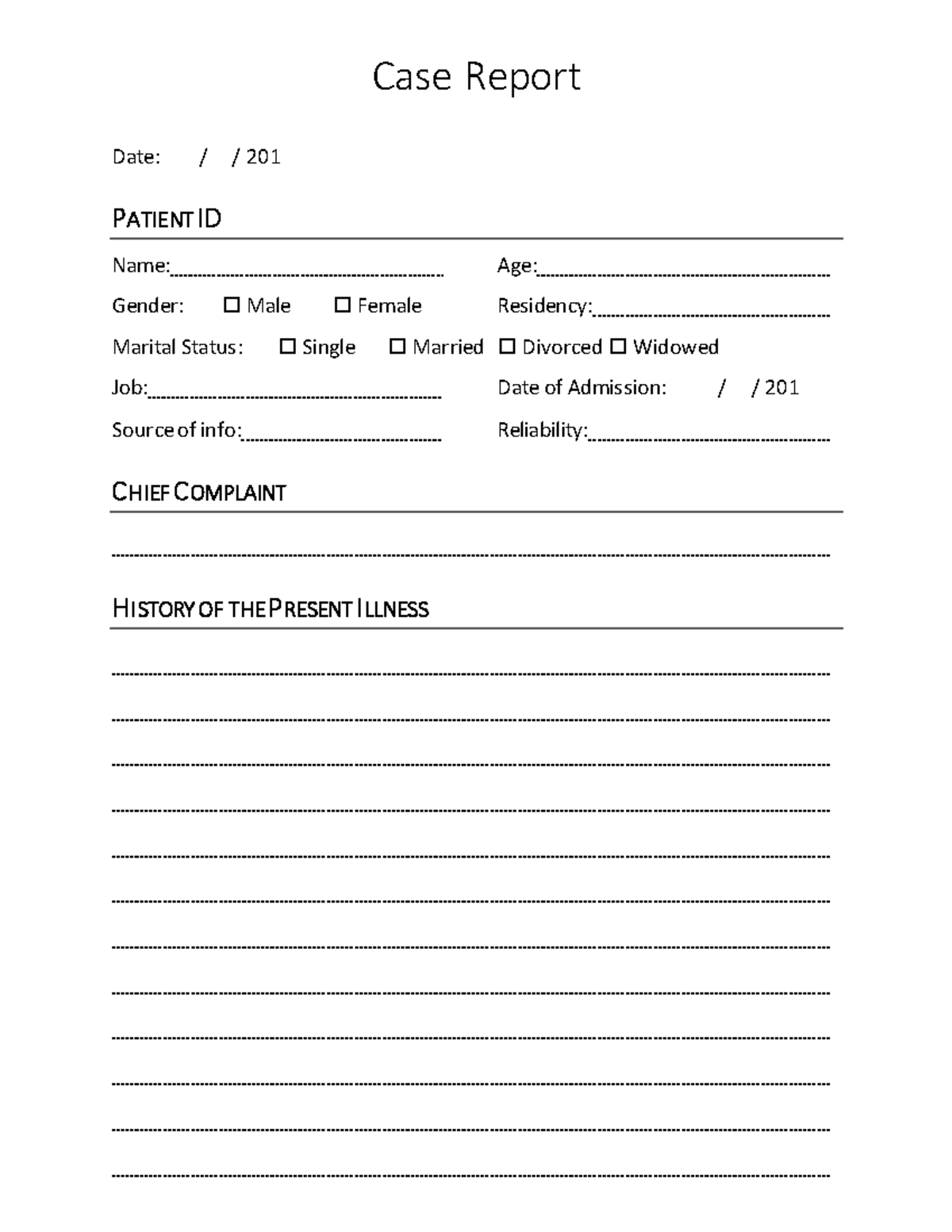Case Report Template for Medical Documentation - Studocu