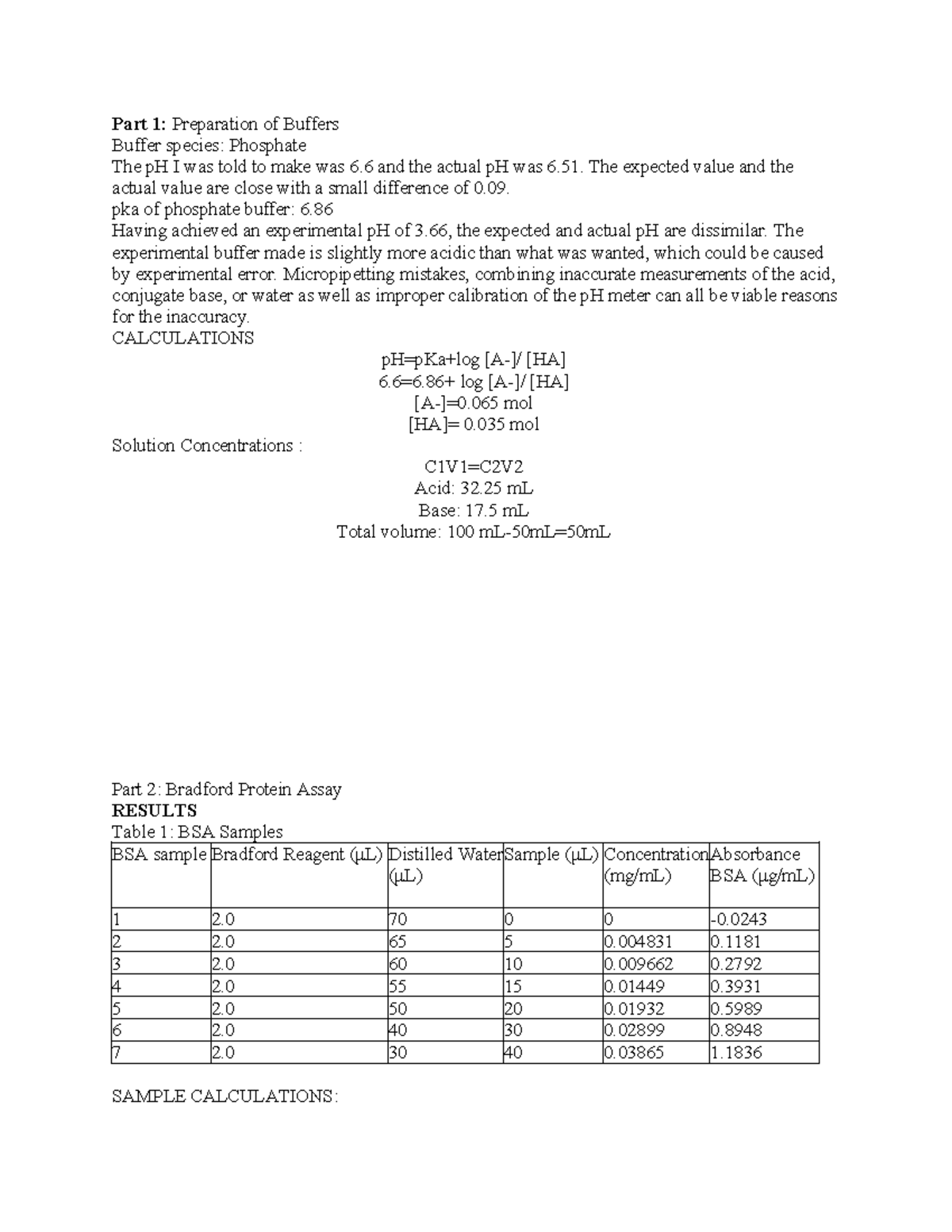 Lab 2: Buffers & Biochemical Analysis - CHEM 271 - Studocu