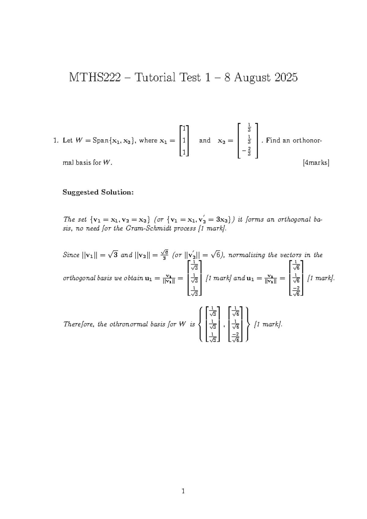 TT1: Tutorial Test 1 Questions & Solutions - Aug 8, 2025 - Studocu