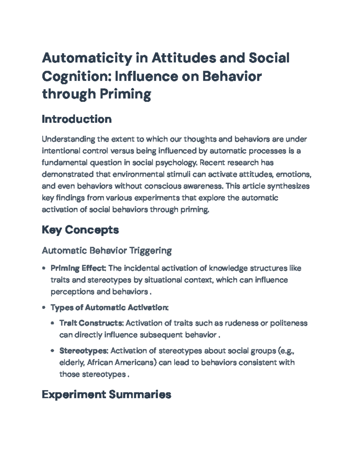 Automaticity in Attitudes & Social Behavior: The Role of Priming ...