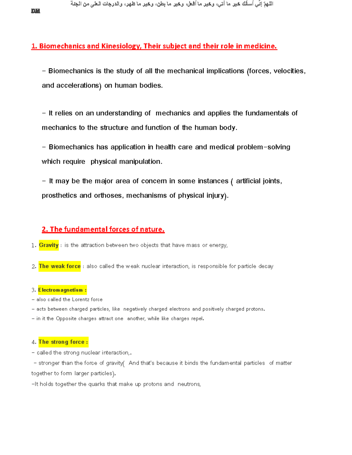 dm - Biomechanics, Forces, and Motion in Human Physiology - Studocu