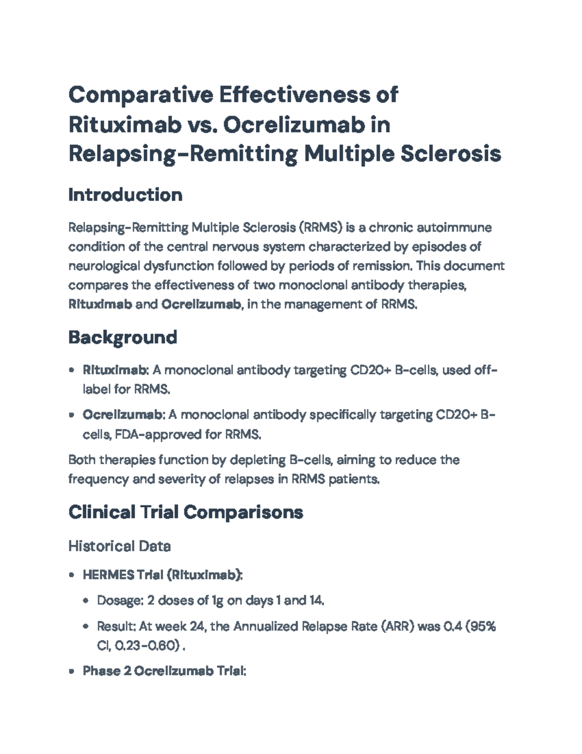 Comparative Effectiveness of Rituximab vs Ocrelizumab in RRMS: A Study ...