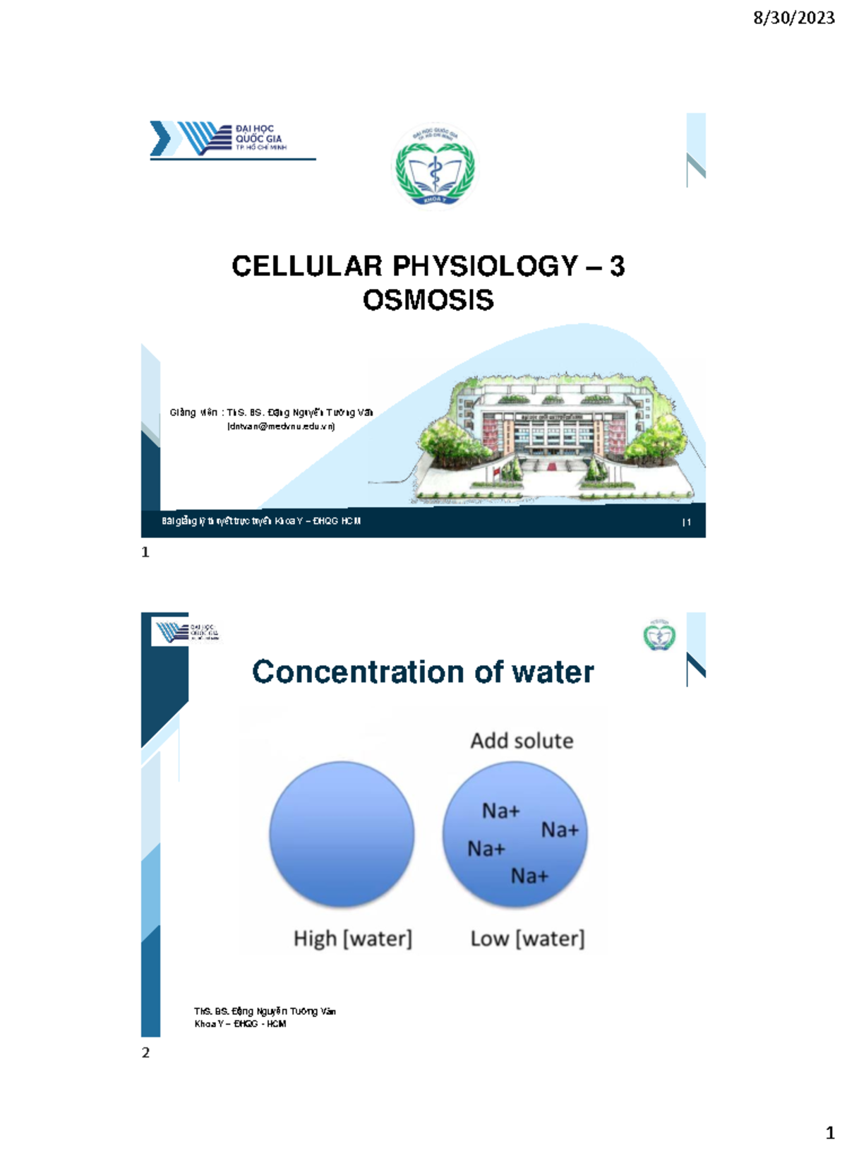 CELLULAR PHYSIOLOGY 3: Osmosis and Water Transport Notes - Studocu