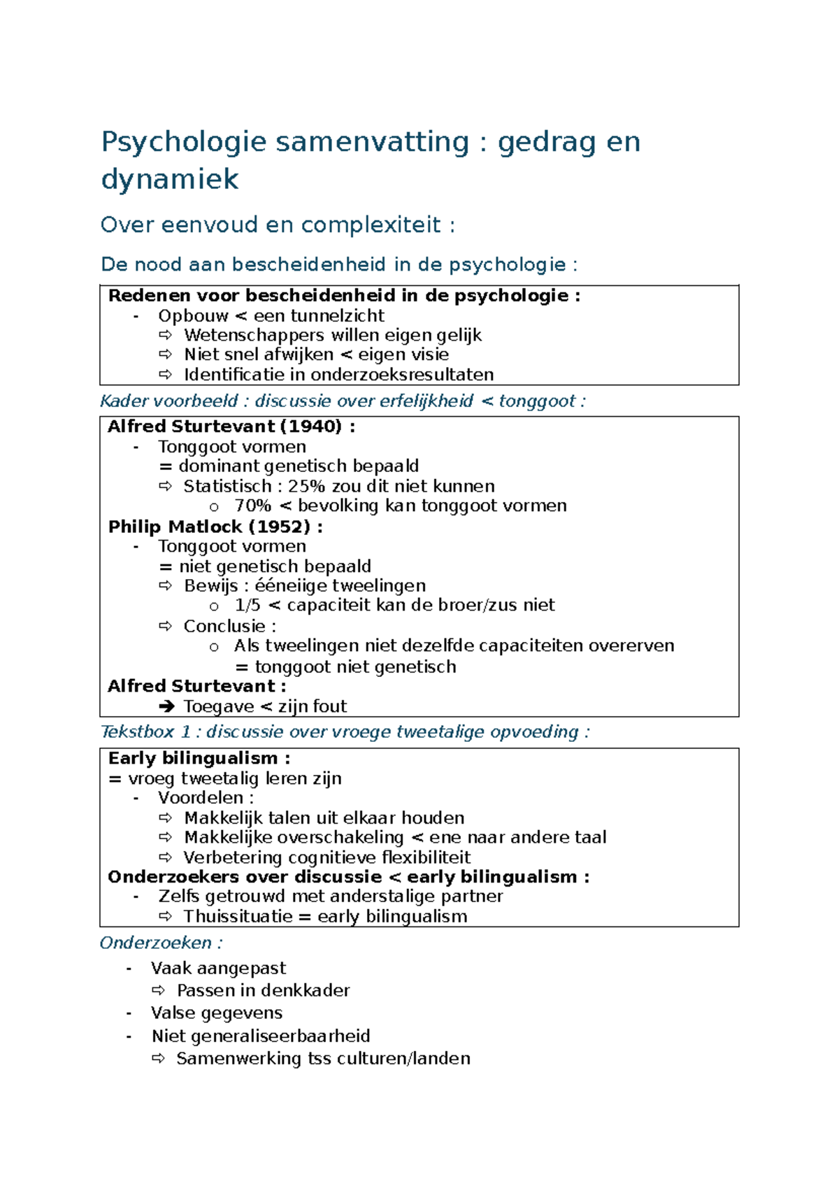 Psychologie Samenvatting: Gedrag, Dynamiek en Complexiteit in de ...