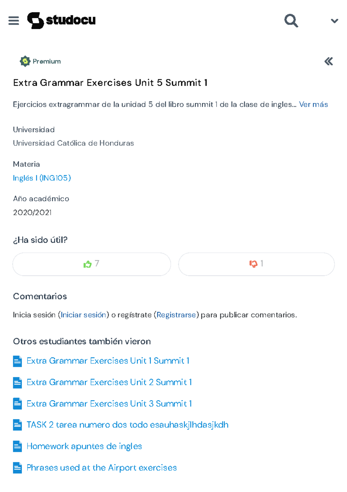 Extra Grammar Exercises Unit 5 - Inglés I (ING105) - Studocu