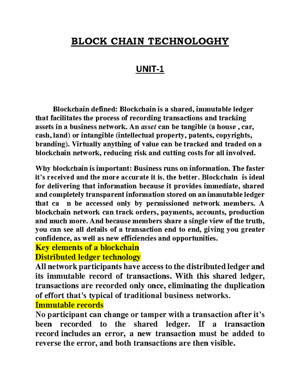 Blockchain Technology Overview and Key Concepts - Studocu