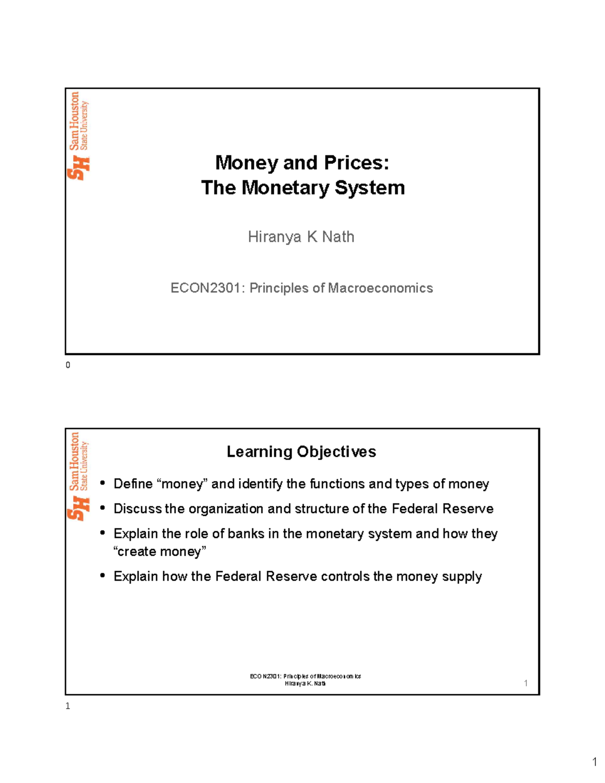 ECON2301: Money and Prices in the Monetary System - Lecture 8 - Studocu