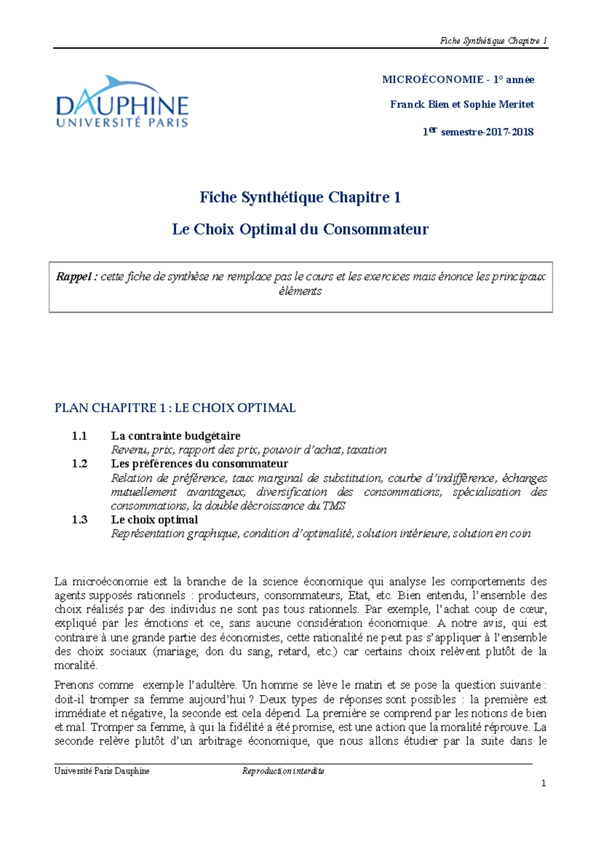 U.E.F.1 4343 Microéconomie - Analyse des Équilibres de Marché - Studocu