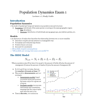 Population Dynamics - Study Notes & Assignments - Studocu