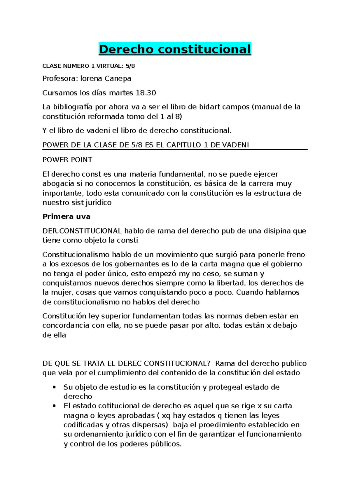 Derecho Constitucional CLASE 1: Introducción y Estructura del Estado ...