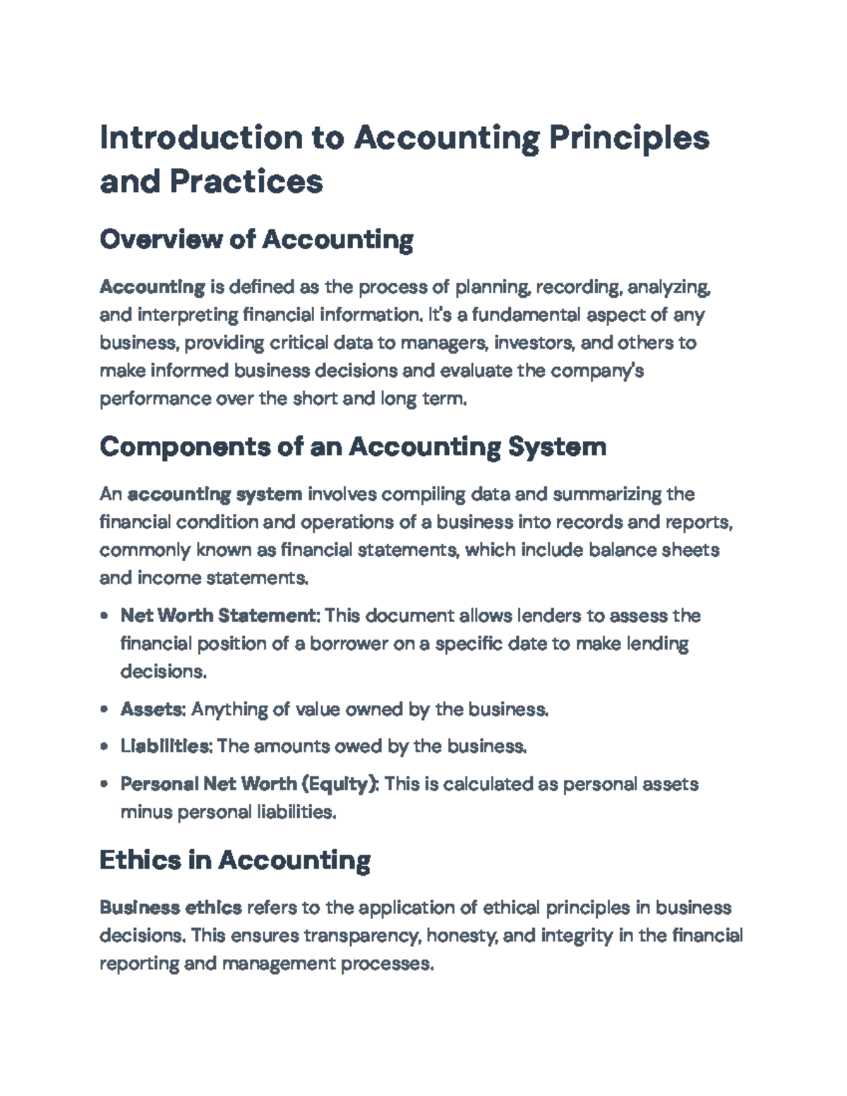 Introduction to Accounting Principles and Practices (Course Code ...