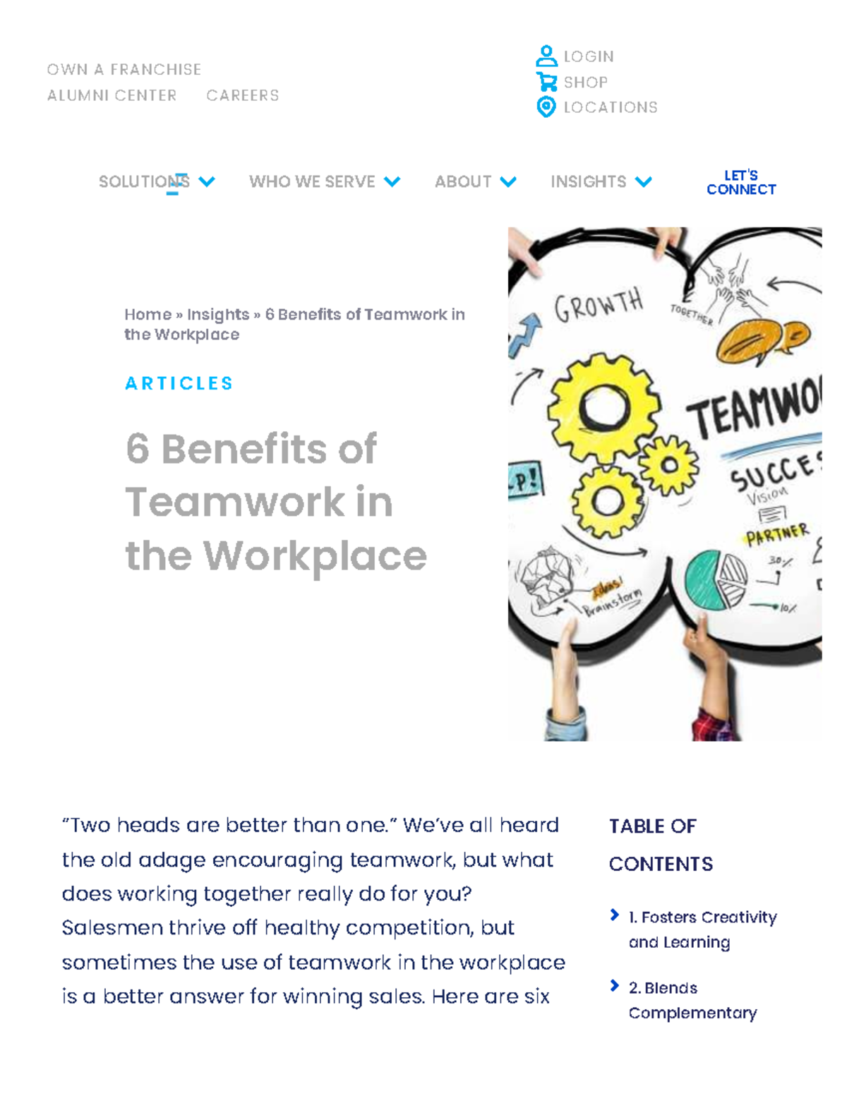 6 Key Benefits of Teamwork in the Workplace - Sandler Training - Studocu