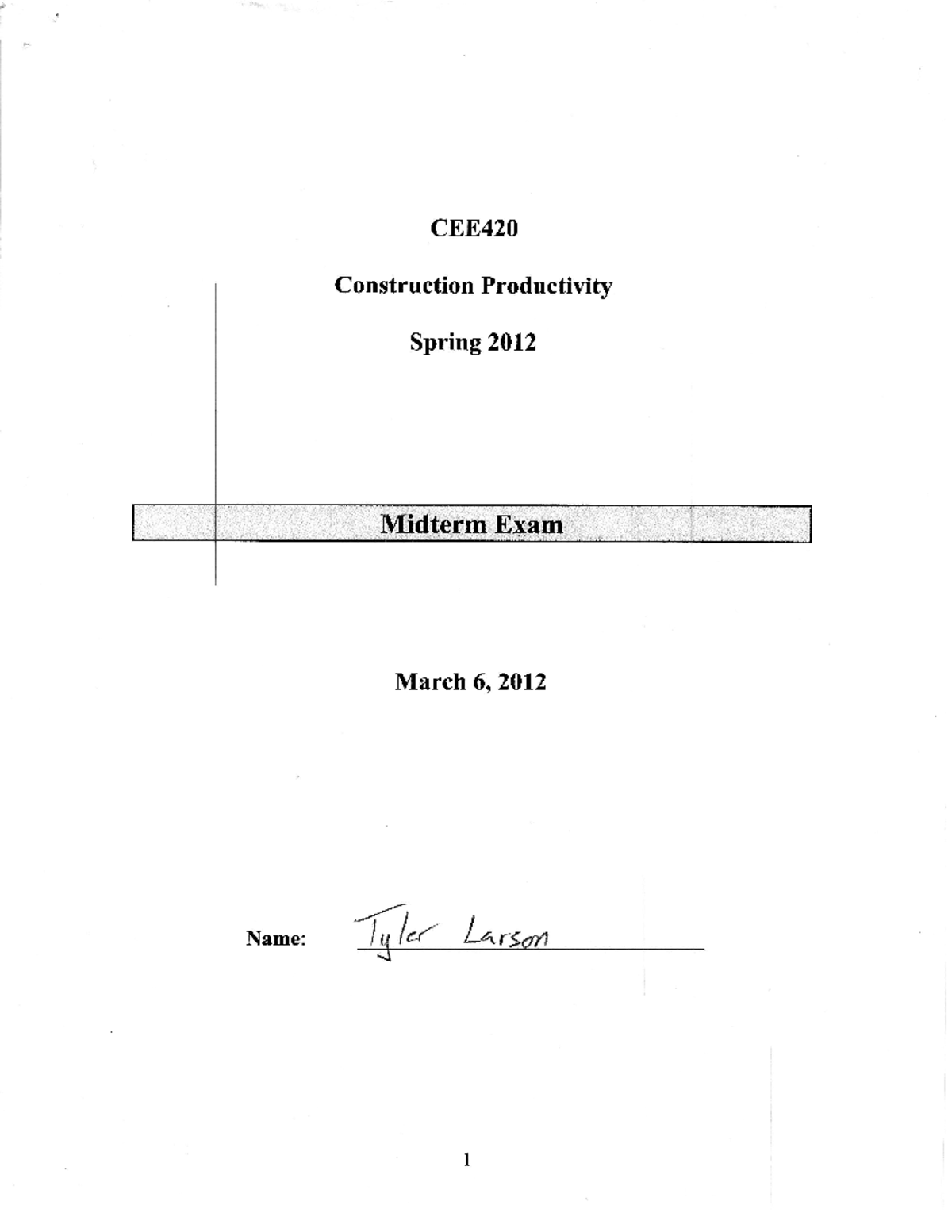 CEE 420 - Exam 01 - Class Notes Summary - Studocu