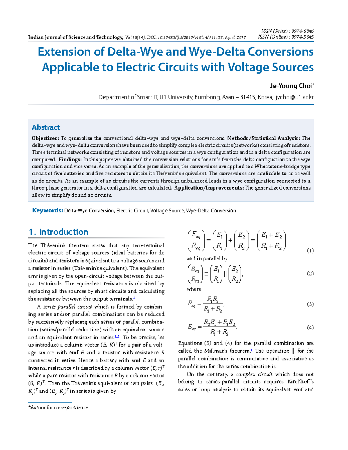Extension of Conversions in Electric Circuits with Voltage Sources ...