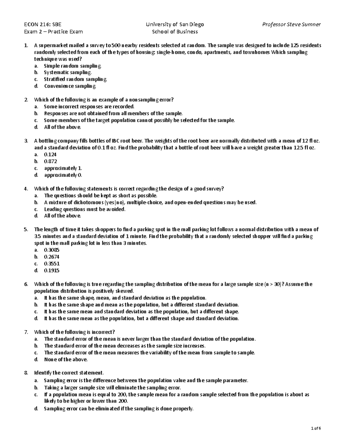 Exam 2 - Practice Exam - Warning: TT: undefined function: 32 Warning ...