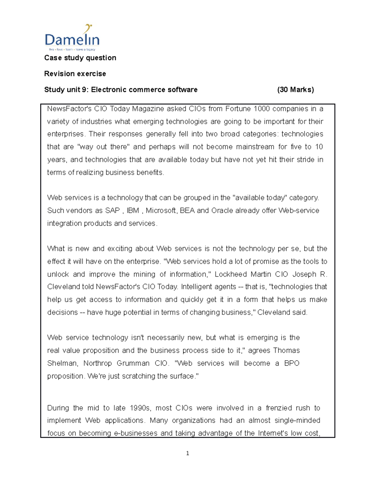 Sample/practice exam 11 March 2020, questions and answers - Case study ...