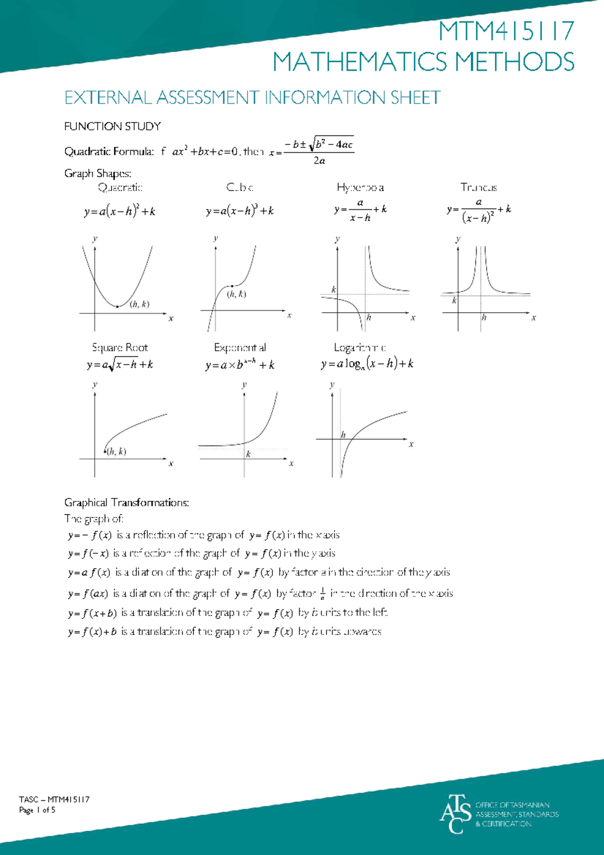 TASC – MTM415117: Methods for Solving Equations and Functions - Studocu
