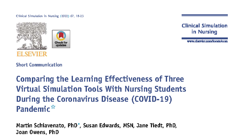 Comparing Learning Effectiveness of Virtual Simulation Tools in Nursing ...