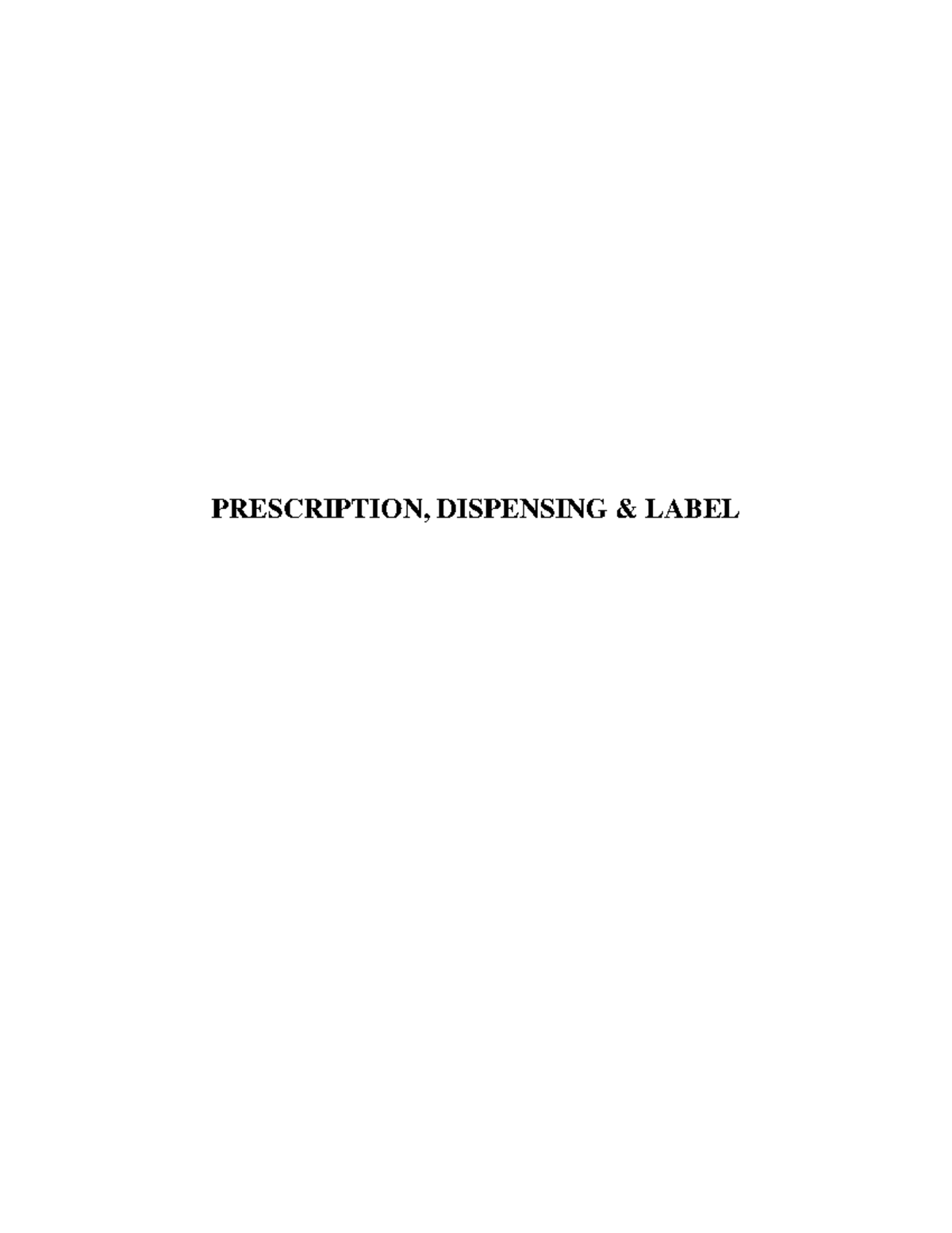 Prescription Management: Key Concepts in Dispensing & Labeling - Studocu