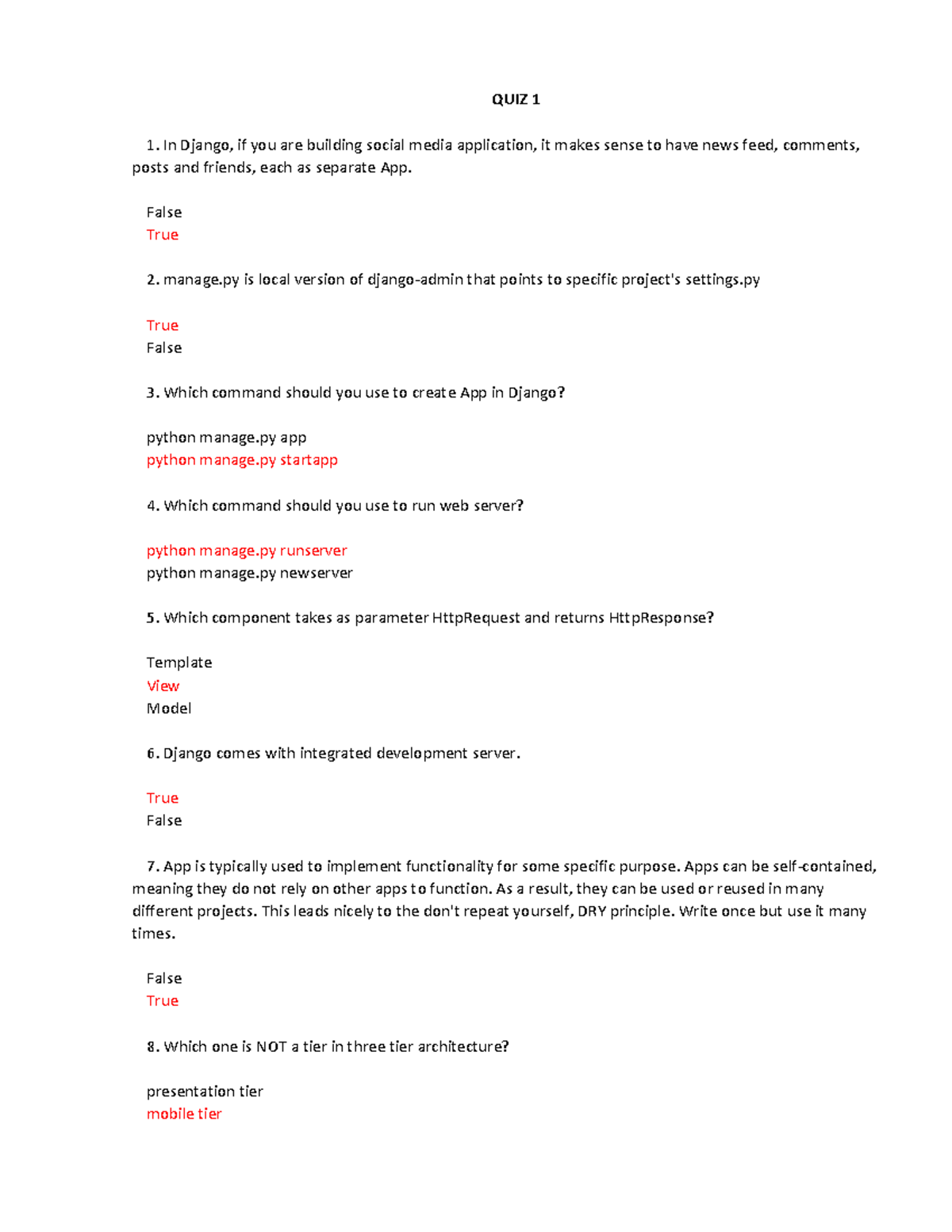 Backend Development Quizzes Compilation (QUIZ 1-7) - Studocu