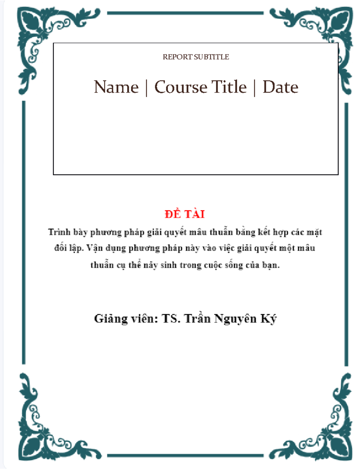 Tiểu luận Triết - REPORT SUBTITLE Name | Course Title | Date TÀI LIỆU ...