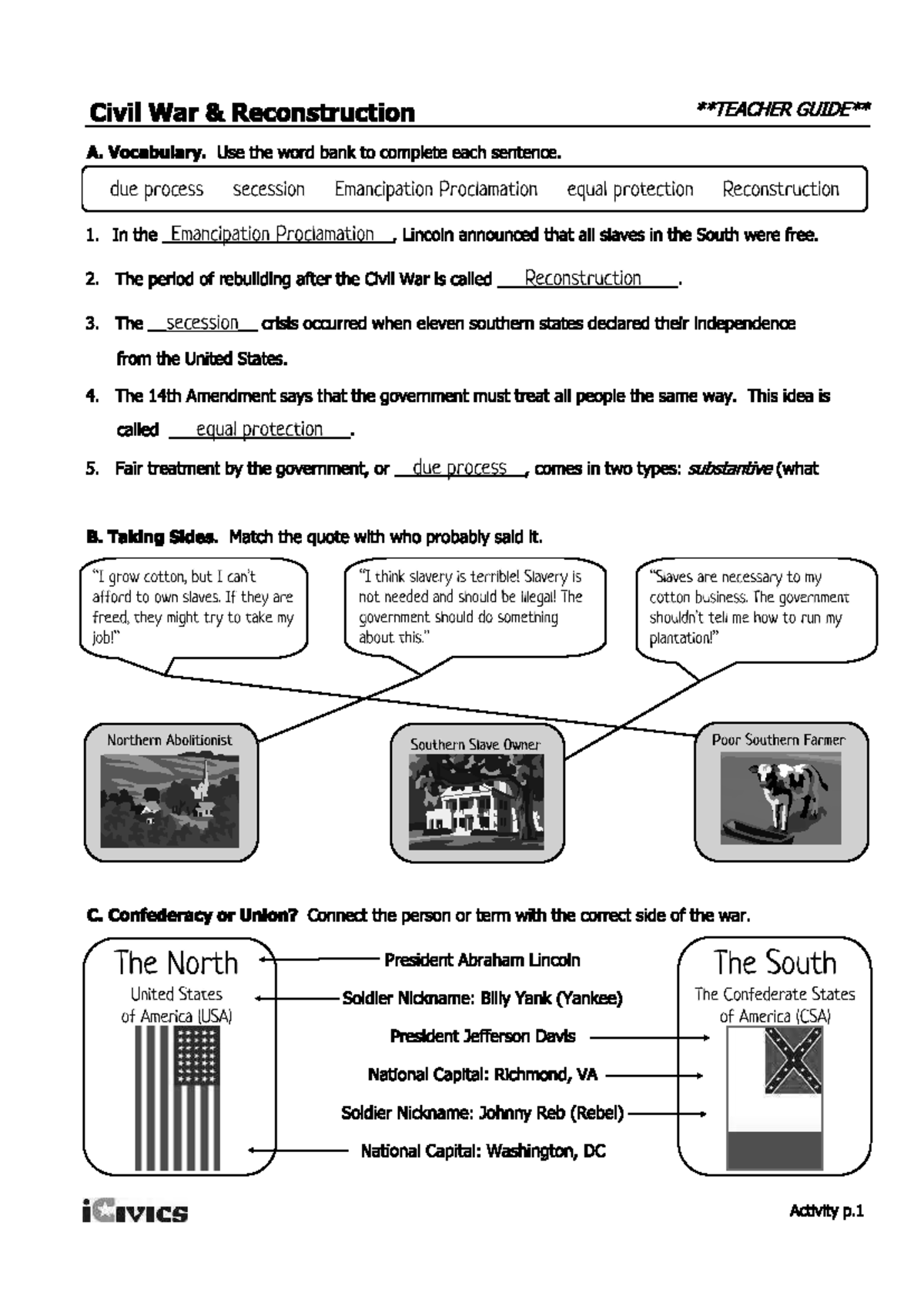Iconoriginal - nearpod icivics - Civil War Reconstruction TEACHER 