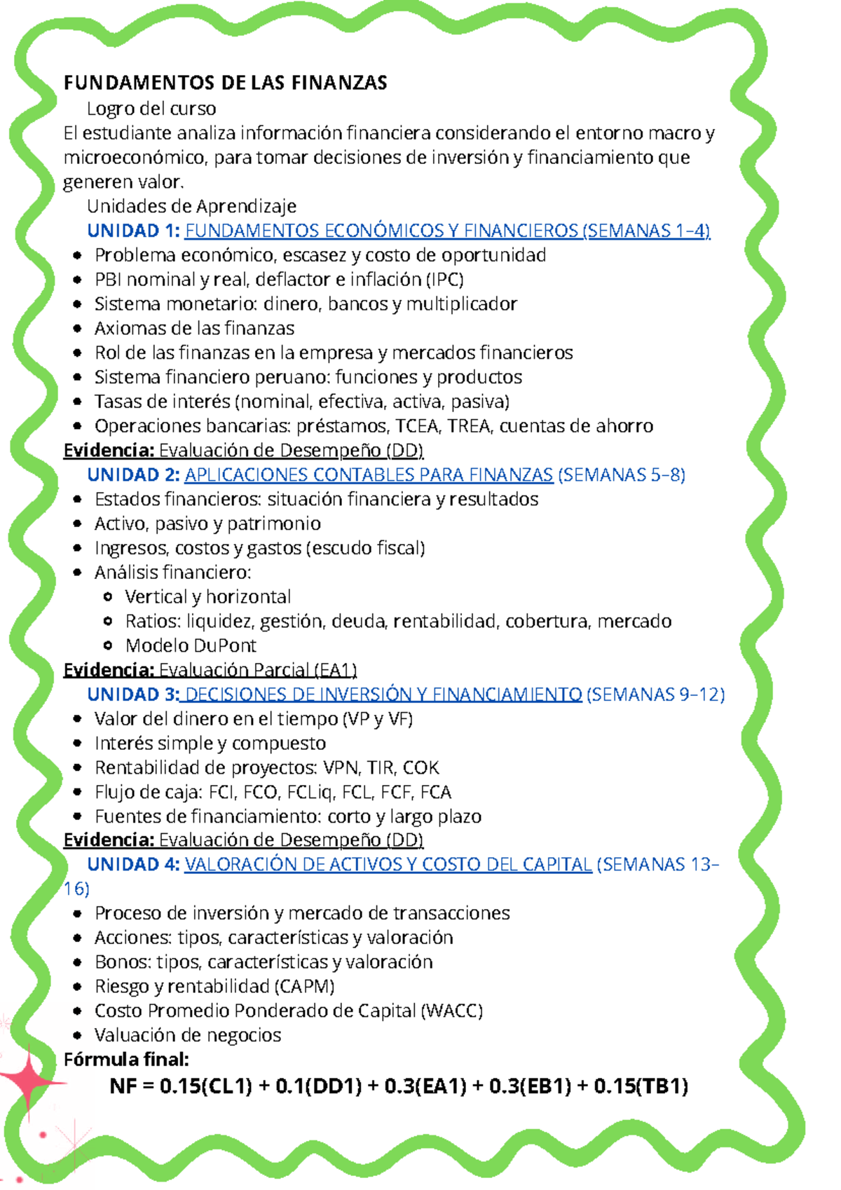 Sílabo del Curso FUNDAMENTOS DE LAS FINANZAS - Análisis Financiero ...