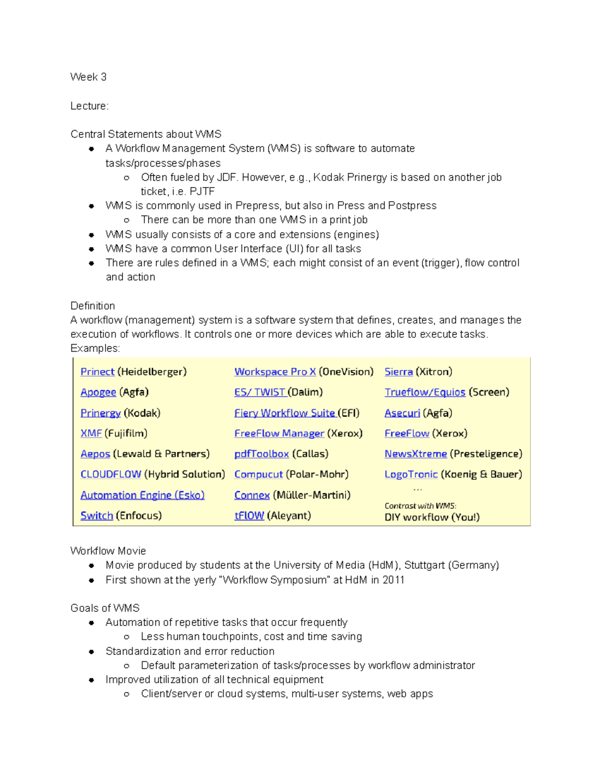 GCM 461: Chapter 2 Notes on Workflow Management Systems - Studocu