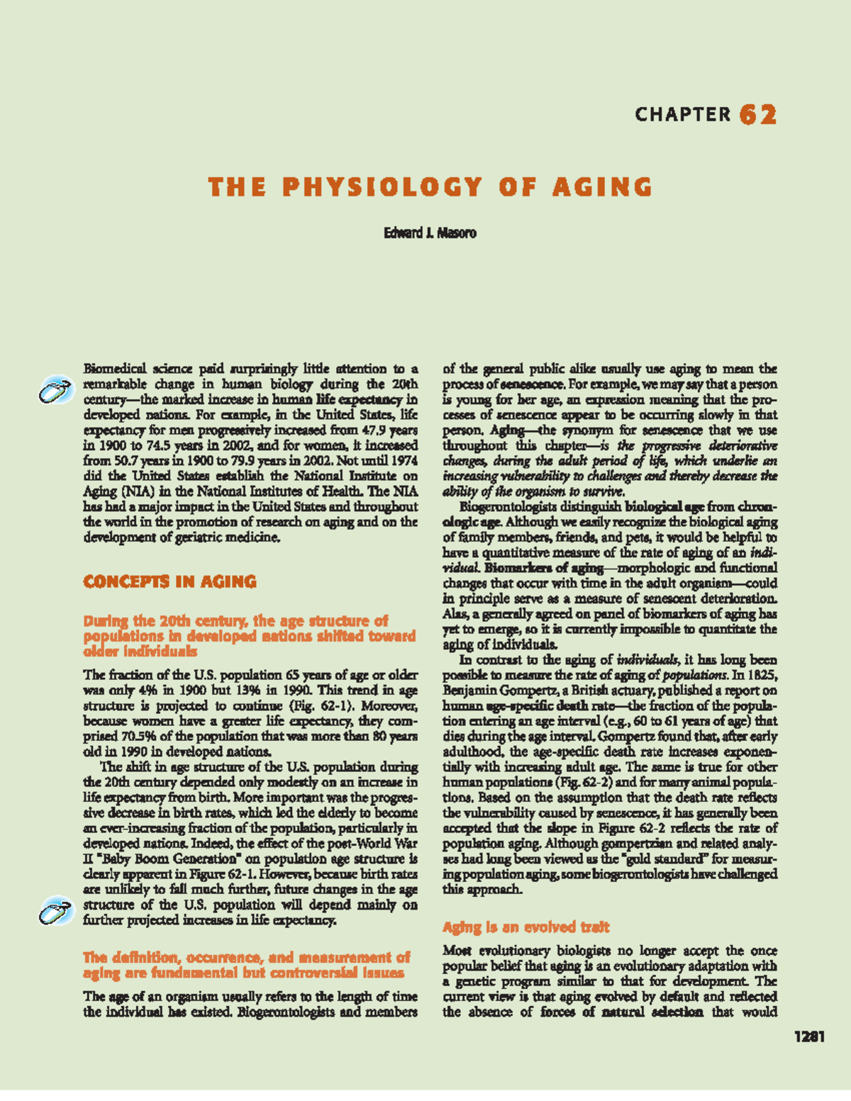 CHAPTER 62: THE PHYSIOLOGY OF AGING - Insights and Implications ...