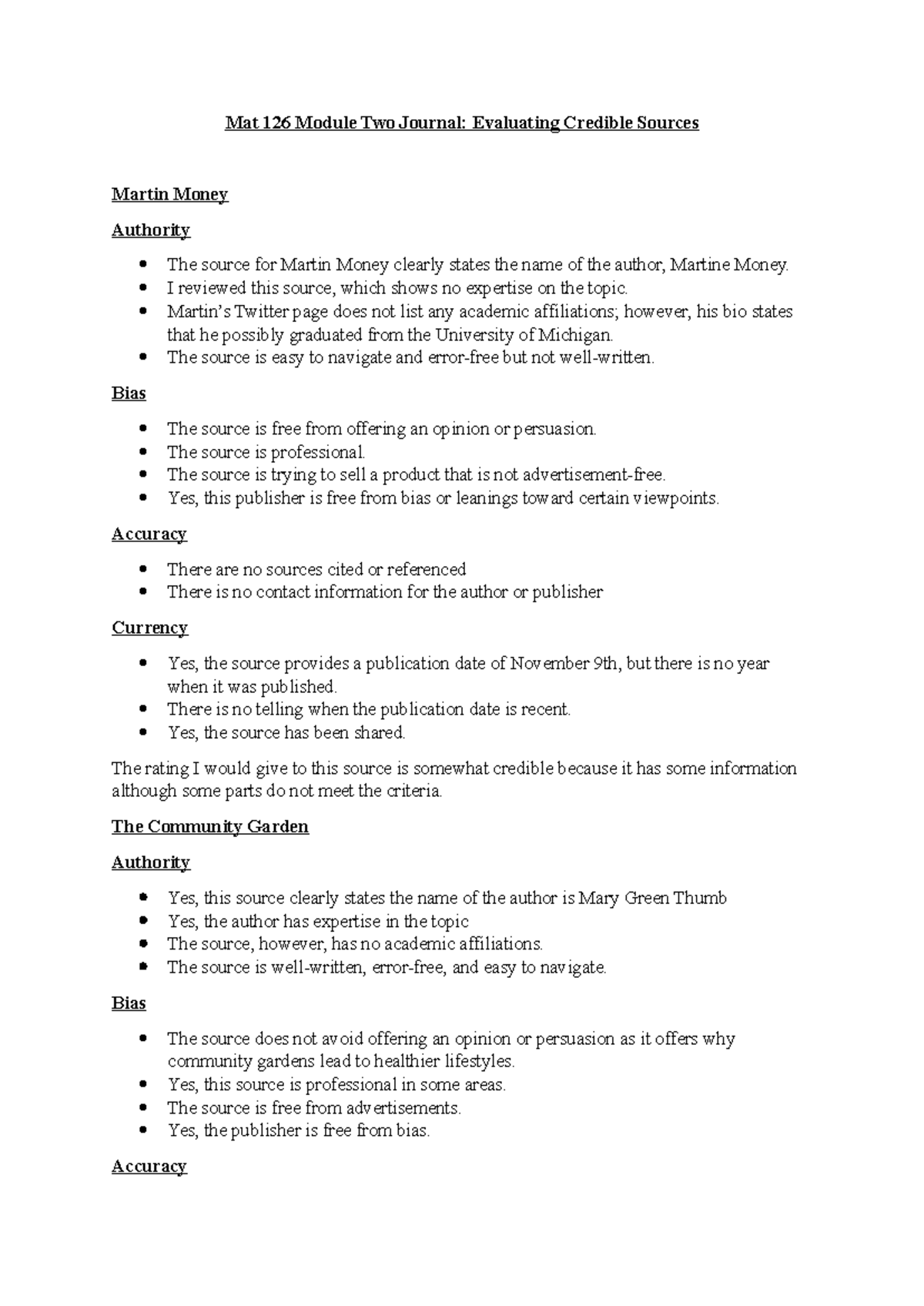 Mat 126 Module Two Assignment: Evaluating Credible Sources Analysis ...
