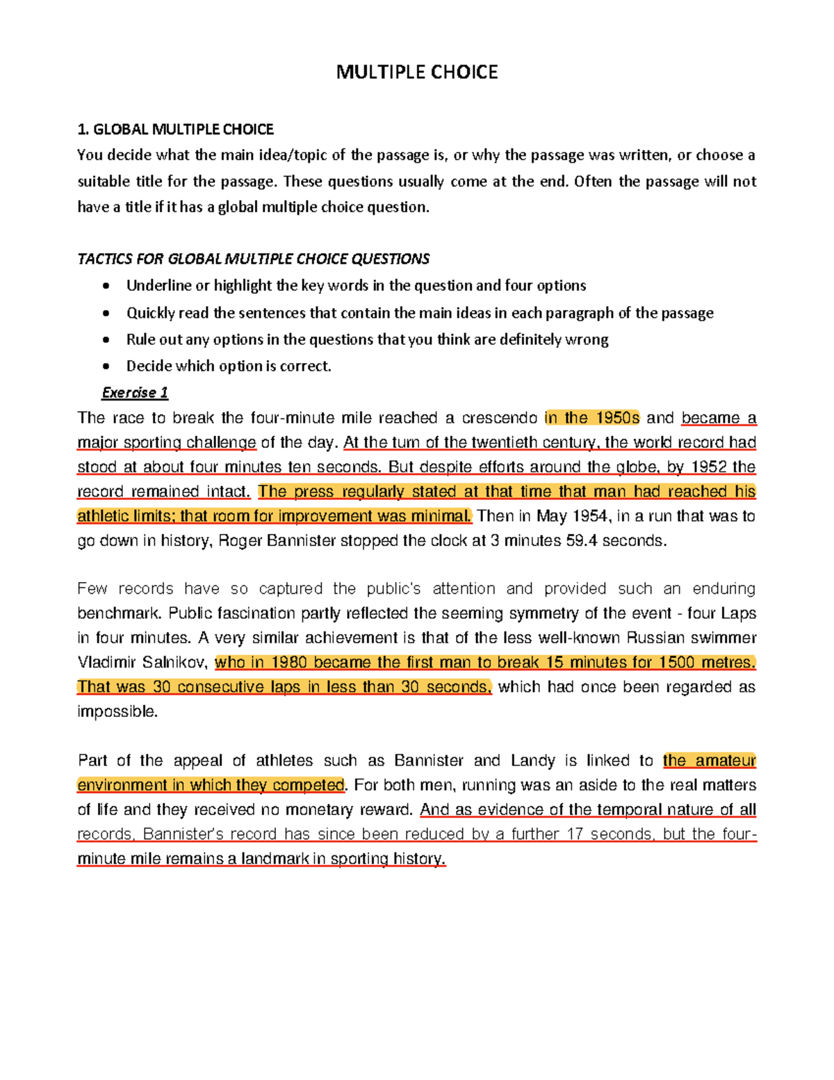 Global Multiple Choice Strategies for Enhanced Understanding - Studocu