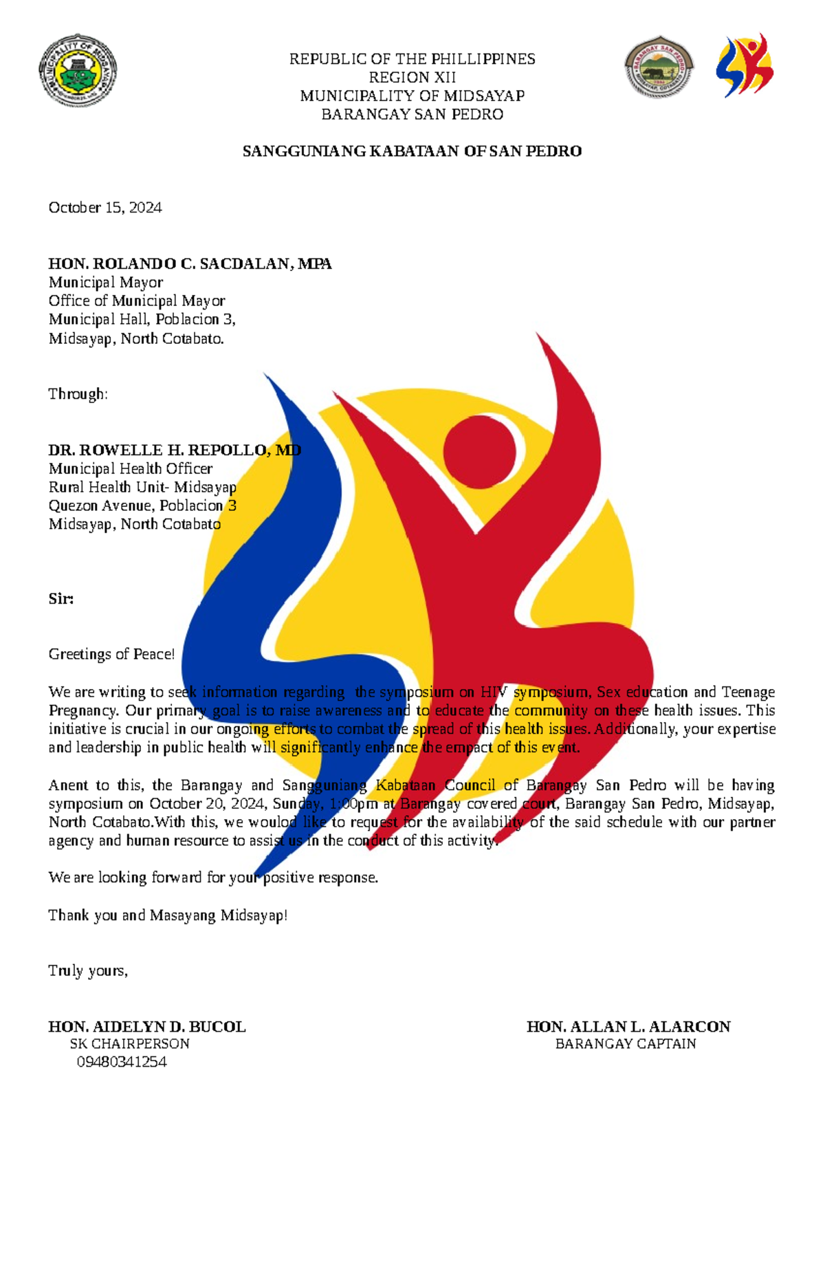 SK Letter to RHU - Request for Support on HIV Symposium - Studocu