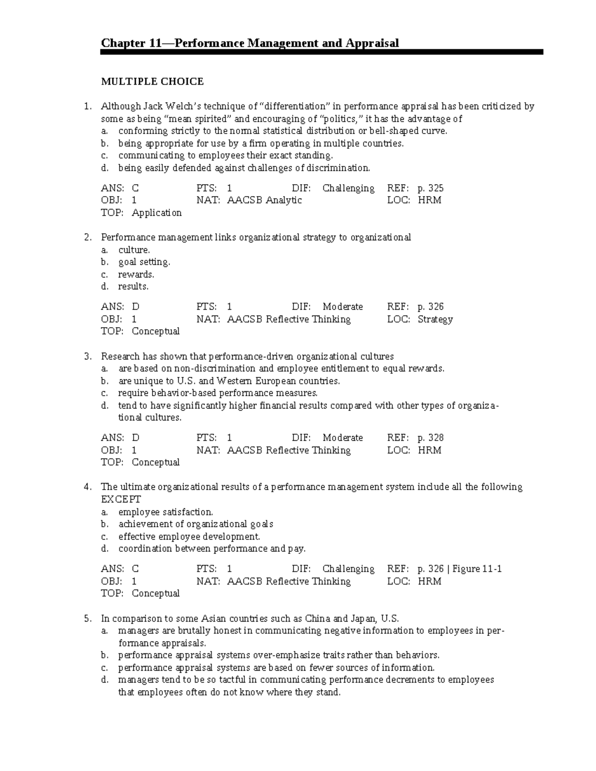 Performance Management Test: Questions & Answers for HRM 101 - Studocu