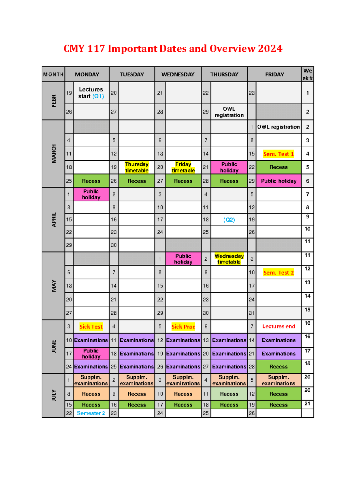 CMY 1 17 Important Dates & Overview for 2024 Academic Year - Studocu
