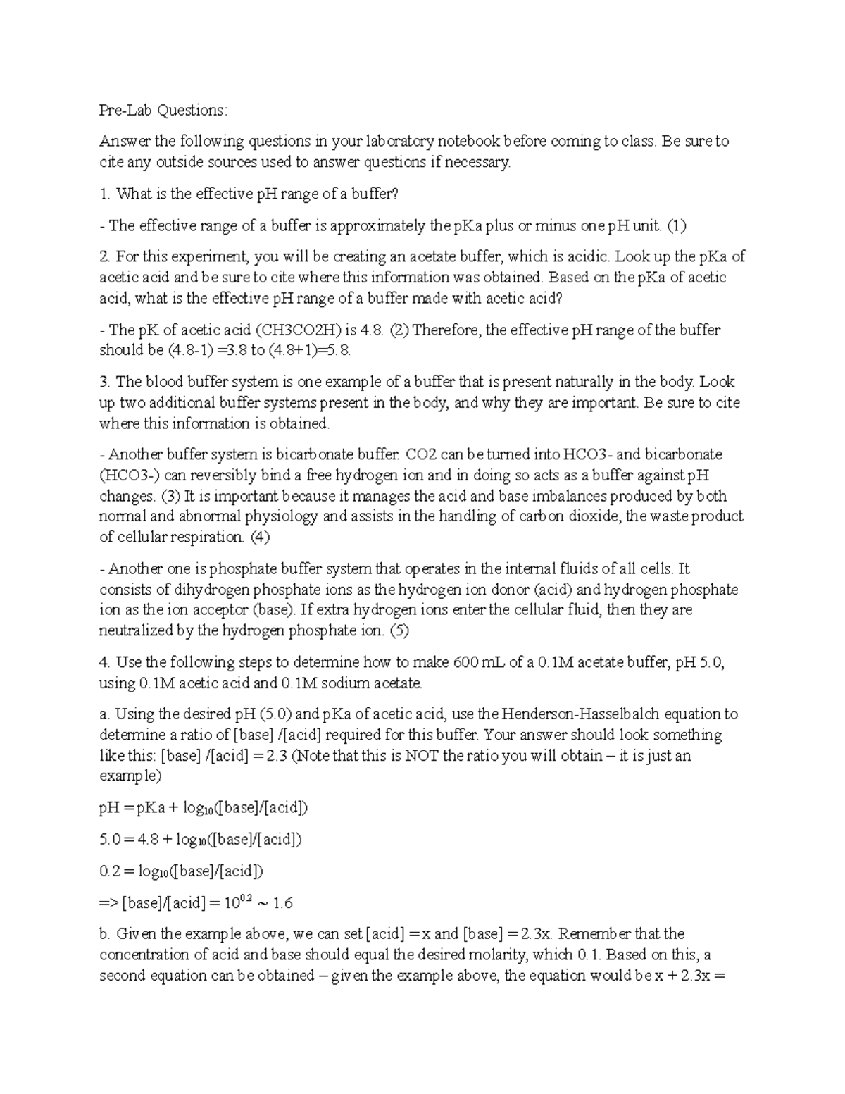 Buffers Prelab CHM 1046L: Key Concepts and Procedures - Studocu